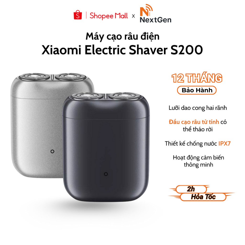 Máy cạo râu điện Xiaomi Electric Shaver S200 Xám/Bạc  - Bảo hành chính hãng 12 tháng
