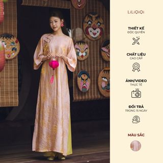 Áo dài cách tân nữ tết gấm lụa tay lỡ cổ tròn Thanh Chi duyên dáng CayLeo Design- TC709