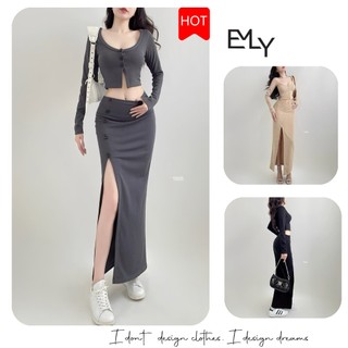 Đầm dự tiệc xẻ tà dáng dài midi Emilyshop (T)
