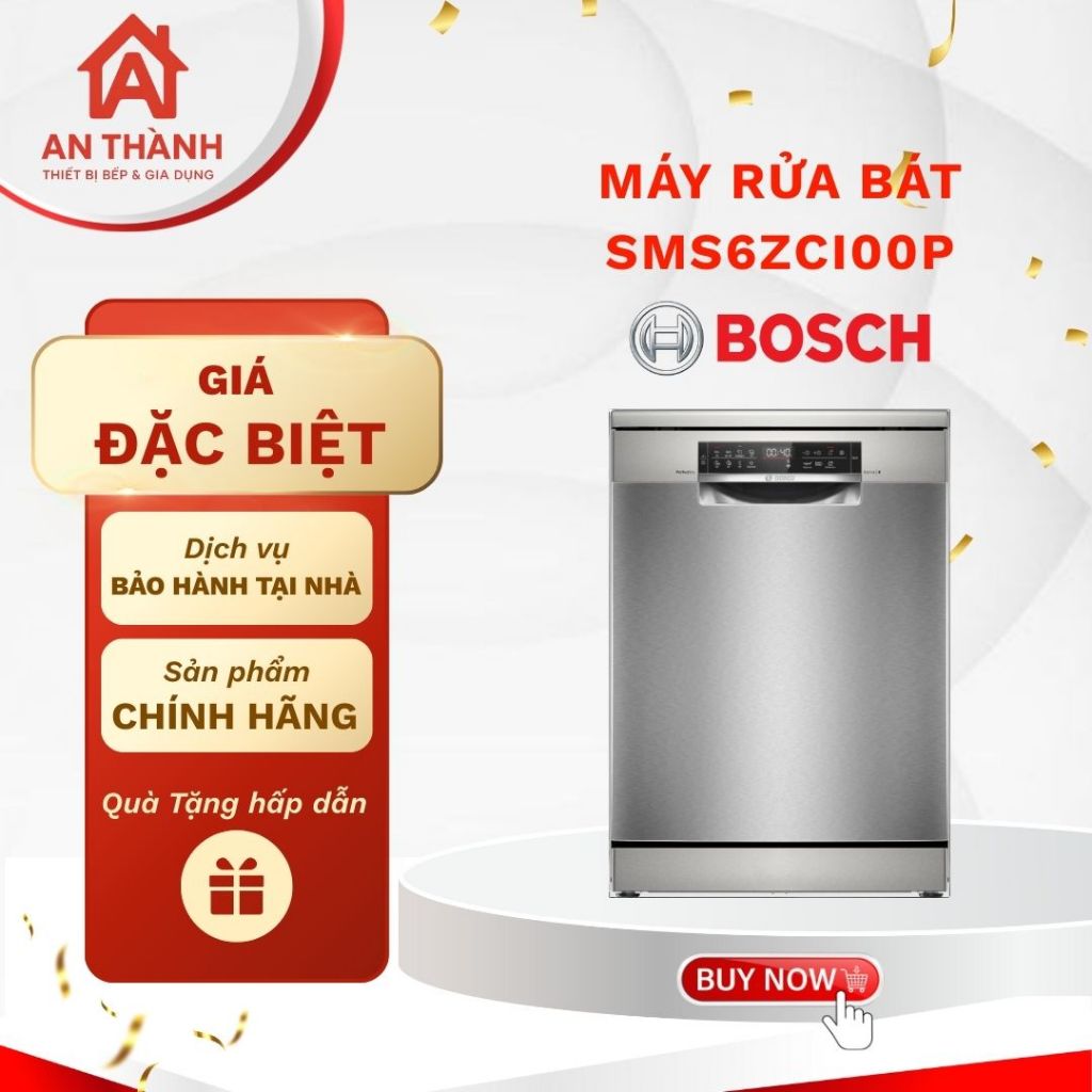 Máy rửa bát Bosch SMS6ZCI16E/ SMS6ZCI85M/SMS6ZCI00P  – Serie 6  – Hiệu năng cao, vận hành lâu dài
