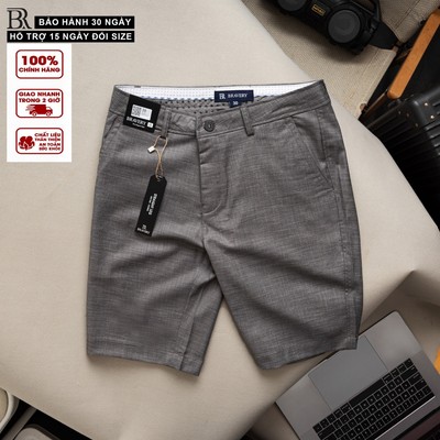 Quần short Spring Premium Ghi vải viscose Cao Cấp mềm mịn thoáng mát, chống nhăn  - Bravery