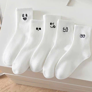 Tất trắng cổ cao in hình icon cảm xúc nhộ nghĩnh đáng yêu NEW T1-KHO3
