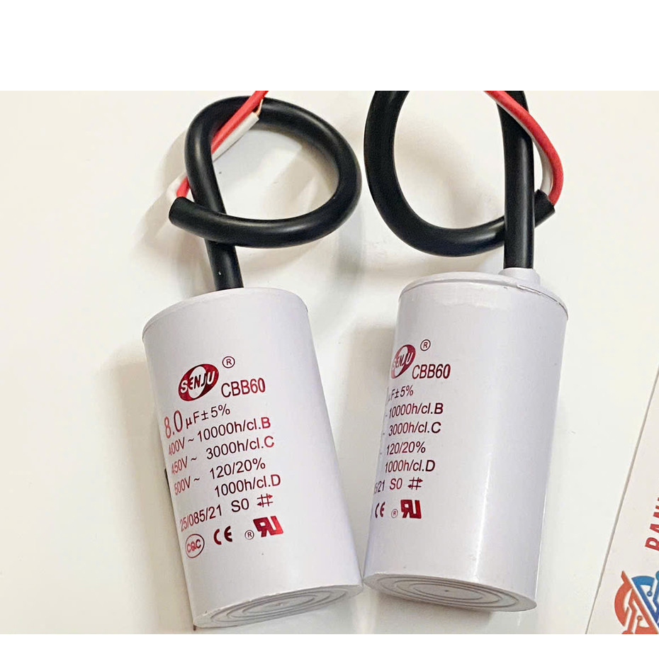 Tụ khởi động SENJU  CBB60 8UF 450V 60x35mm