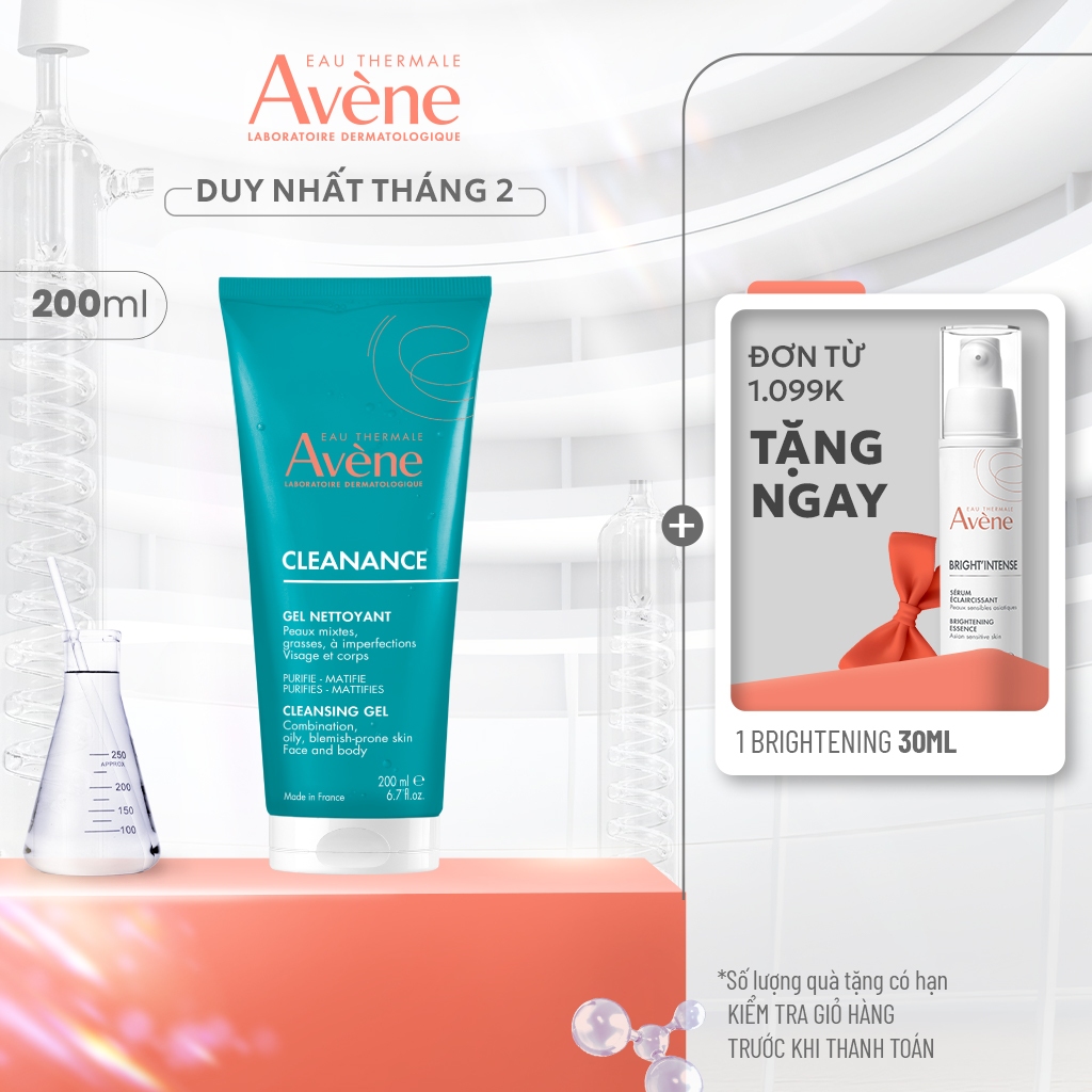 Gel rửa mặt cho da dầu mụn Eau Thermale Avène CLEANANCE Cleansing Gel làm sạch sâu bụi bẩn, bã nhờn 200ML