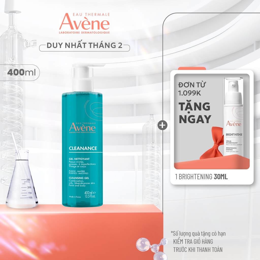 Gel rửa mặt cho da dầu mụn Eau Thermale Avène CLEANANCE Cleansing Gel làm sạch sâu bụi bẩn, giảm bã nhờn 400ML