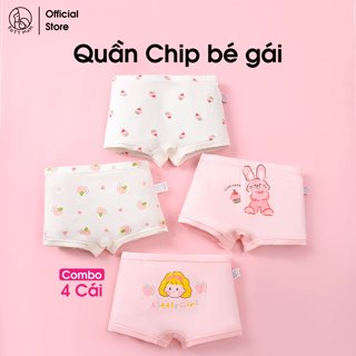 Patt Mom Set 4 Quần Lót Bé Gái Họa Tiết Hoạt Hình, Cotton Mềm Mại, Thoáng Khí Tốt Cho Bé 3-14 Tuổi (GTANK4)