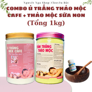 (Tặng gáo thìa,B1) Combo 2loại Ủ Trắng Thảo Mộc Nhà Nguyệt Nga Shop (1h Thảo Mộc Cafe+1h Thảo Mộc Sữa Non)
