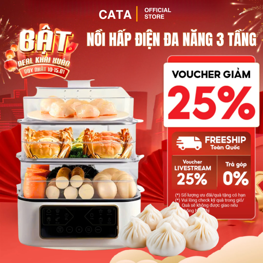 Nồi hấp kèm lẩu 32L đa năng Bếp hấp gà nguyên con 3kg cao cấp, nồi hấp điện 3 tầng siêu tiện lợi- Bảo hành 1 năm