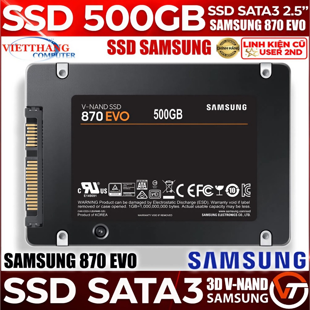 Ổ cứng SSD Samsung 870 Evo 500GB SATA3 Zin Chuẩn Xịn Siêu bền V-Nand 3D ( Cũ - 2nd )