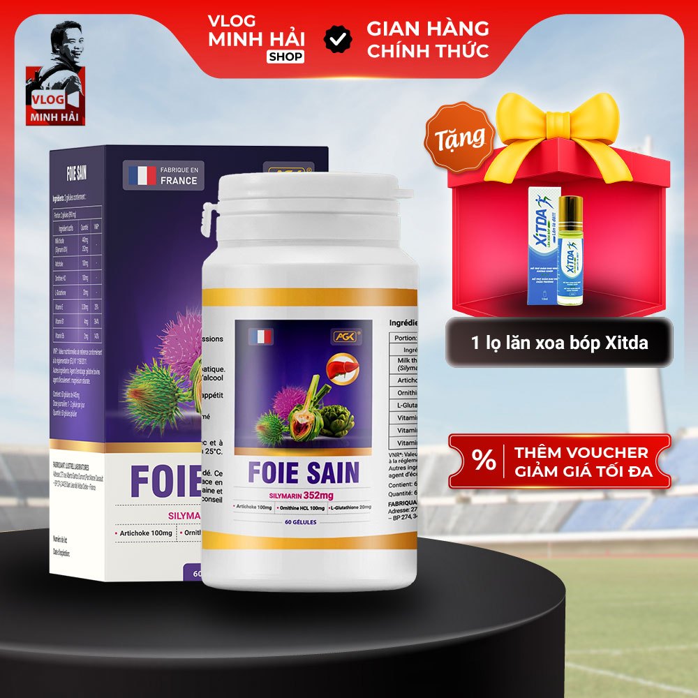 Foie Sain bổ gan từ Pháp hộp 60 viên [Vlog Minh Hải] - Hỗ trợ giải độc, tăng cường chức năng gan