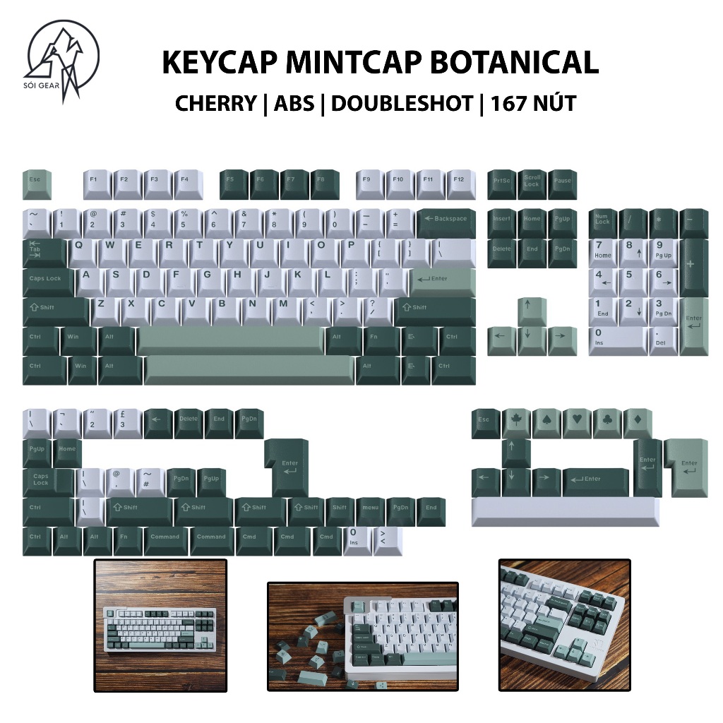 [HỎA TỐC HN - HCM] Bộ nút bàn phím cơ Keycap Cherry Botanical - ABS Doubleshot