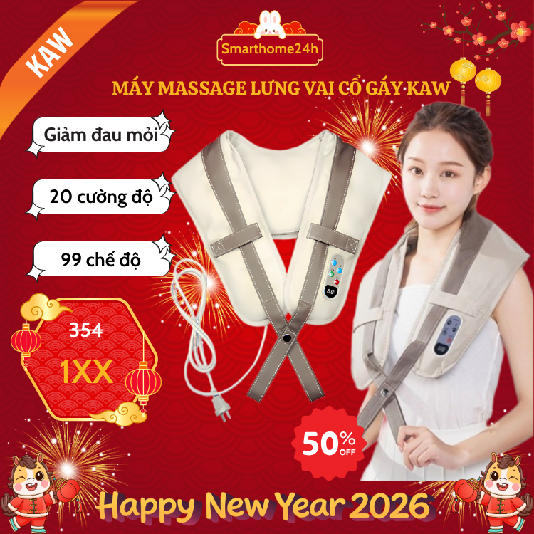 Máy massage đấm lưng vai cổ gáy KAW, Đai Massage Cổ Vai Gáy Giảm Mệt Mỏi Căng Thẳng, Massage nhiều vị trí khác nhau