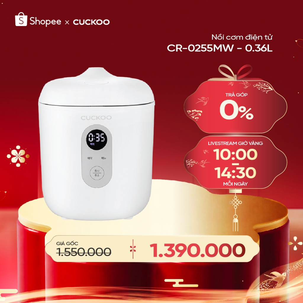 Nồi cơm điện Mini Cuckoo 0.36L CR-0255MW - Lòng nồi chống dính - Hàng chính hãng