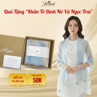 Quà Tặng Khăn Choàng Lụa Tơ Đính Họa Tiết Nơ JIRAMI Quà Cho Nữ Ngày 8/3, 20/10, 20/11 Tết Ý Nghĩa