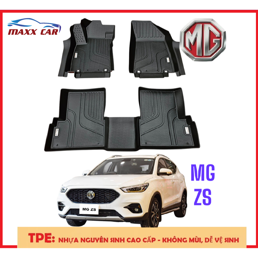 MG ZS: Thảm lót sàn MAXXCAR nhựa TPE NGUYÊN SINH đúc 5D tràn viền cho MG ZS 2022,23,24,25,26+