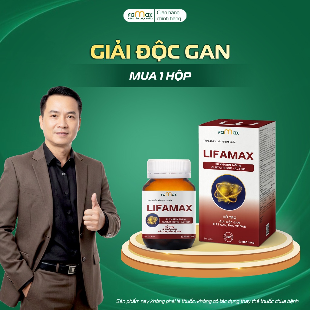 Giải Độc Gan Lifamax Famax Hộp 30 Viên - TPBVSK Hỗ Trợ Giải Độc, Mát Gan, Giảm Mụn Nhọt, Vàng Da