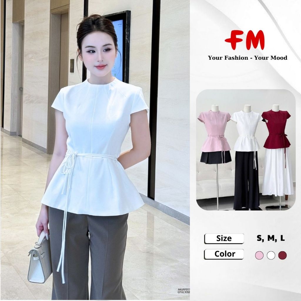 Áo Kiểu Tay Ngắn Peplum Nữ FMSTYLE SHOP -Thắt Eo Siêu Tôn Dáng Form Sang ChảnH Full Size 24110067