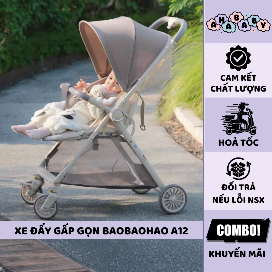 Xe Đẩy Cho Bé Baobaohao A12 Chính Hãng, Xe Đẩy Gấp Gọn Điều Chỉnh 3 Tư Thế, Có Giảm Xóc An Toàn