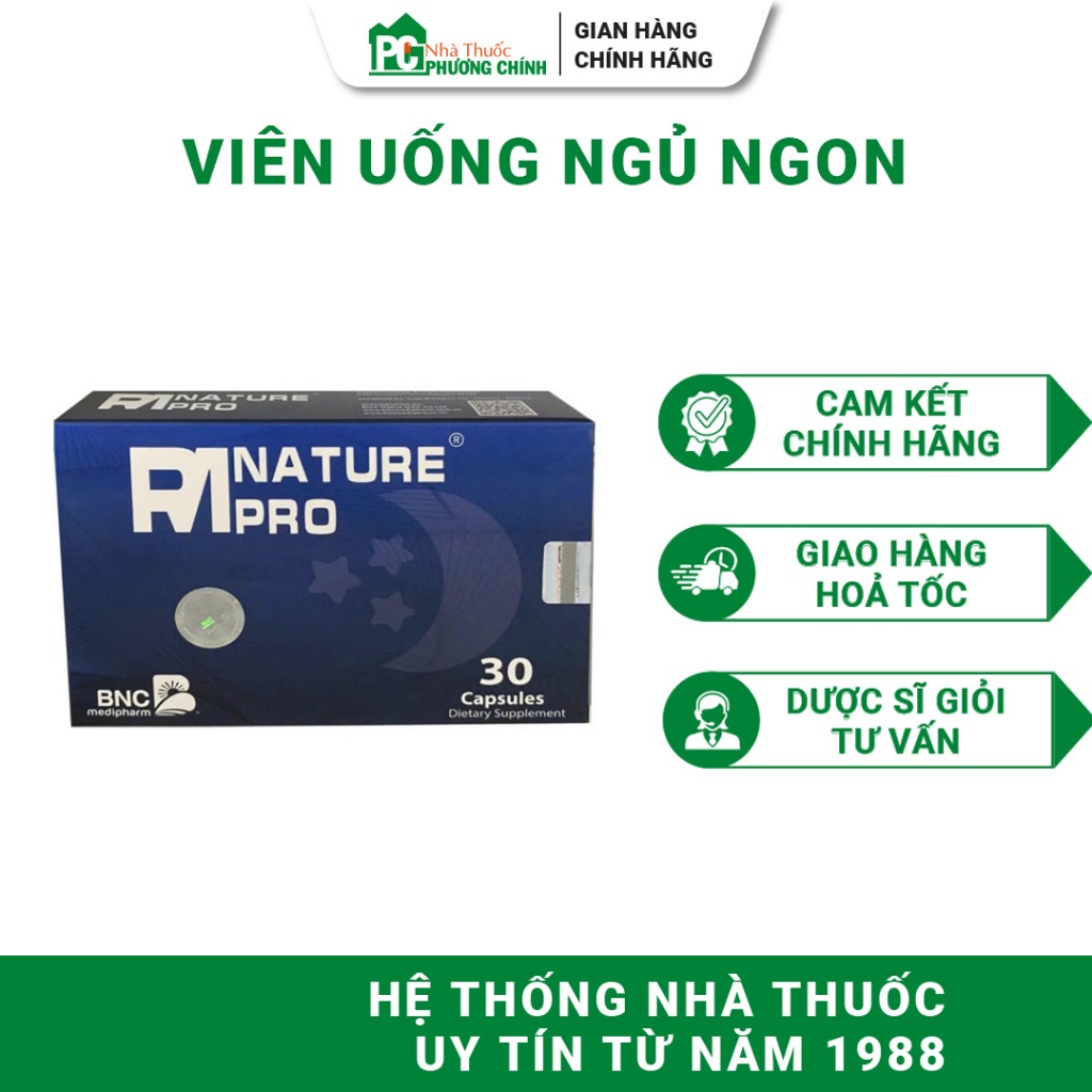Viên Uống Ngủ Ngon BNC Medipharm PM Nature Pro - Hỗ Trợ Dễ Ngủ, Giúp Ngủ Ngon Giấc 30 Viên/Hộp