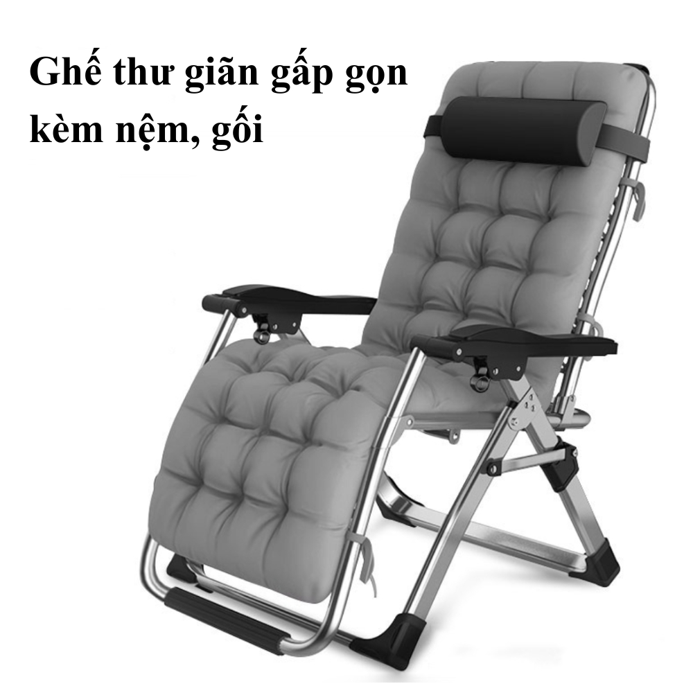 Ghế thư giãn gấp gọn đa năng chịu tại 300kg khung hợp kim cao cấp, Ghế xếp thư giãn gấp gọn đa năng đọc sách ngủ trưa
