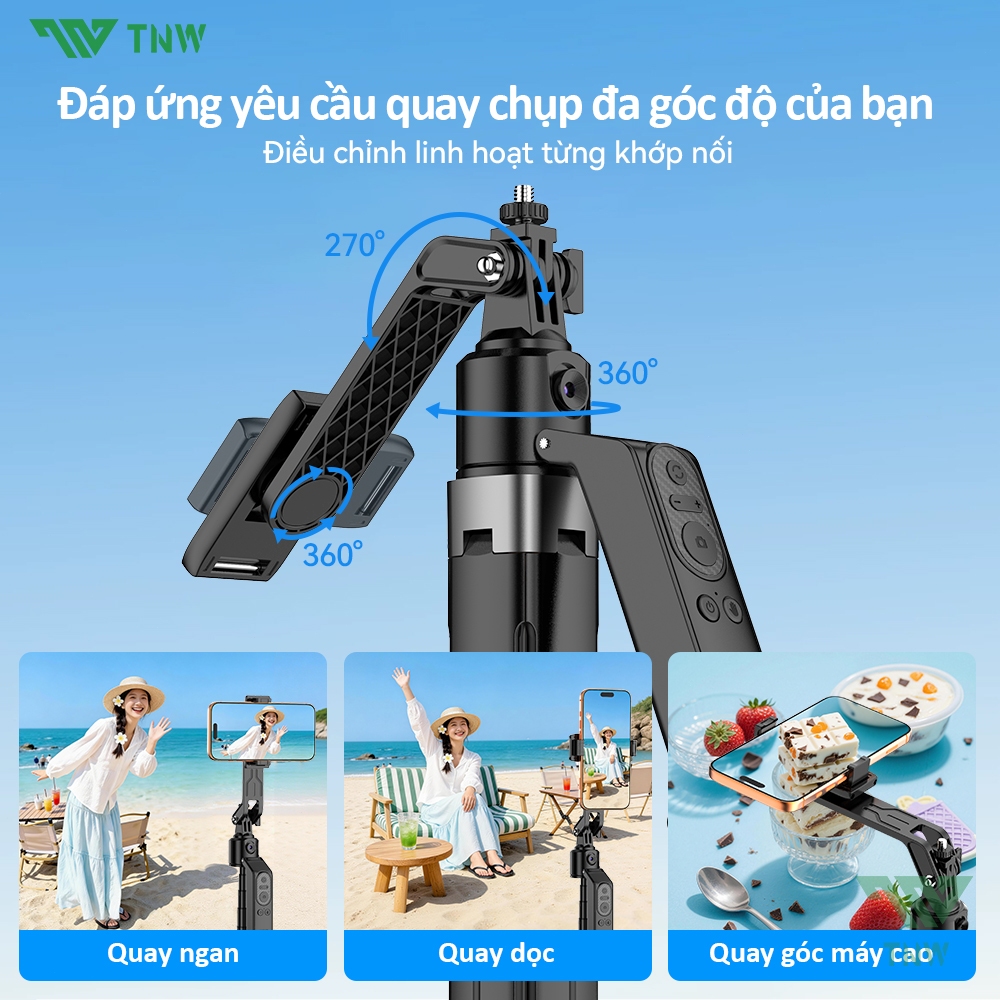 TNW S30 MAX Gậy chụp ảnh 3 chân AI Tripod điện thoại livestream 3 chân chắc chắn cao cấp xoay 360 độ | BigBuy360 - bigbuy360.vn