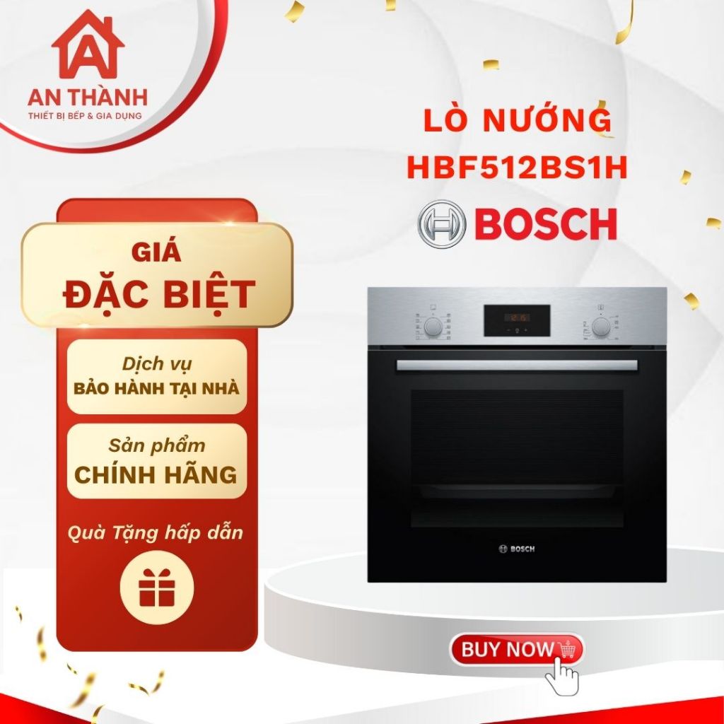 Lò Nướng Âm Tủ Bosch HBF512BS1H Series 5 – 66L, 7 Chức Năng Nướng, Gia Nhiệt Nhanh