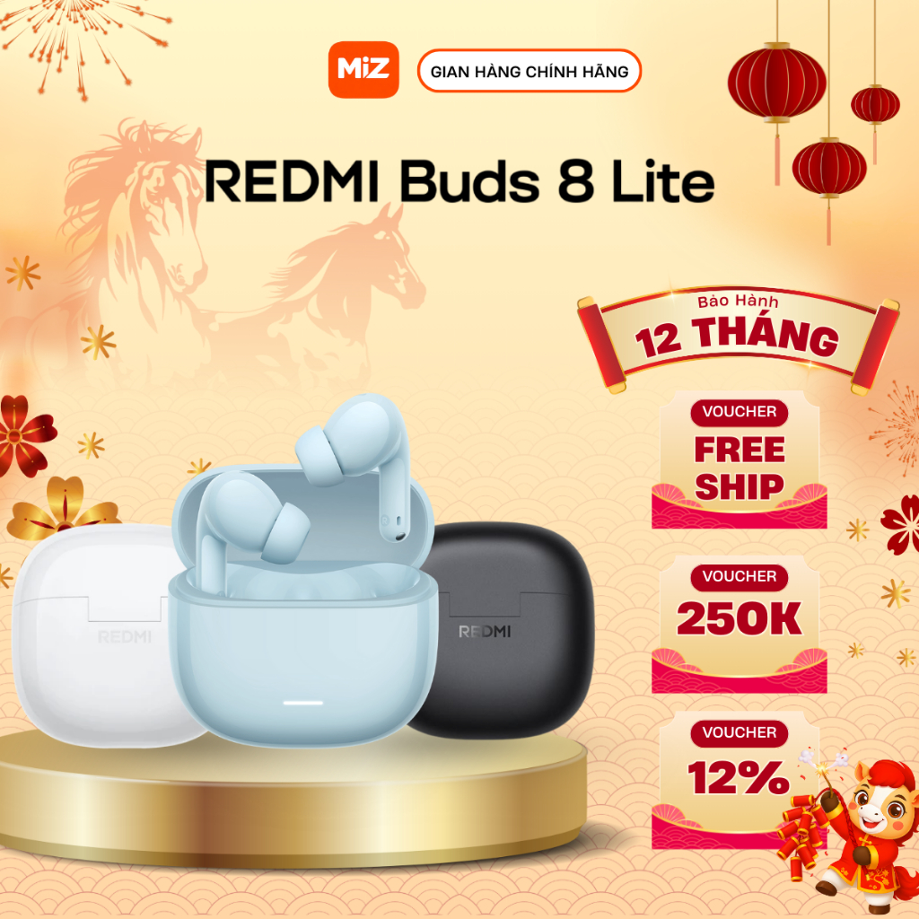 Tai Nghe Bluetooth Xiaomi Redmi Buds 8 Lite hỗ trợ bộ lọc tiếng ồn chủ động - Bảo hành 12 tháng