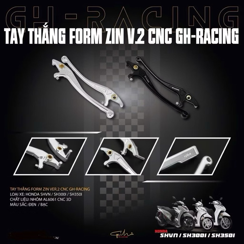tay thắng Form Zin V2 CNC 3D Ghracing gắn shvn sh350 sh ý 2 đĩa -Tay thắng cnc v2 ghracing shvn các 