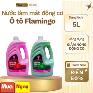 Nước làm mát động cơ ô tô, xe hơi chuyên dụng màu Xanh/Đỏ Flamingo 5 lít- Giảm nóng động cơ- Hàng chính hãng
