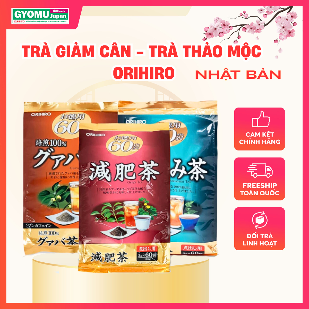 Các loại trà Orihiro Nhật Bản, Trà lá ổi, diếp cá, trà nghệ, trà giảm cân genpi - Hàng nội địa Nhật