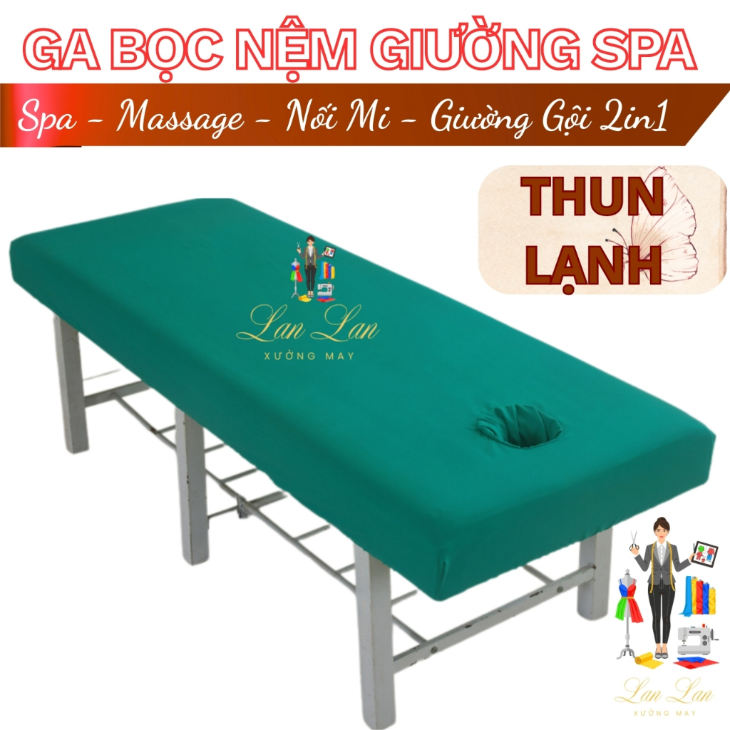 GA BỌC NỆM SPA -Ga Giường Gội Đầu 2in1 - Ga Giường Spa Có Lỗ -Chất Liệu : Thun Lạnh Dày