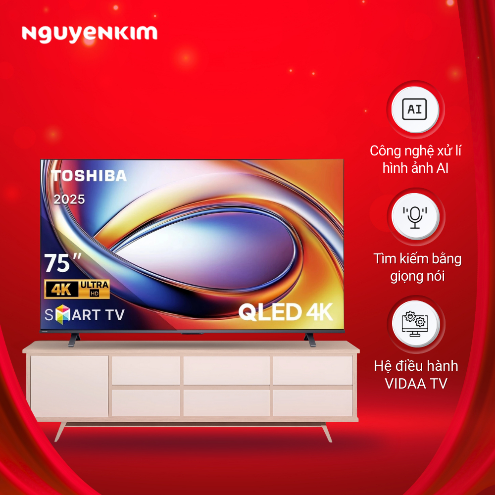 Smart Tivi QLED Toshiba AI 4K 75 inch 75M450RP