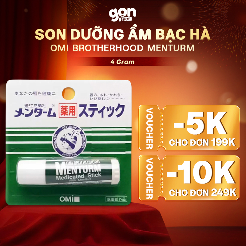 Son dưỡng môi Omi Brotherhood Menturm Bạc Hà Nhật Bản Thỏi 4g dưỡng ẩm, làm mềm môi - GỌN Shop