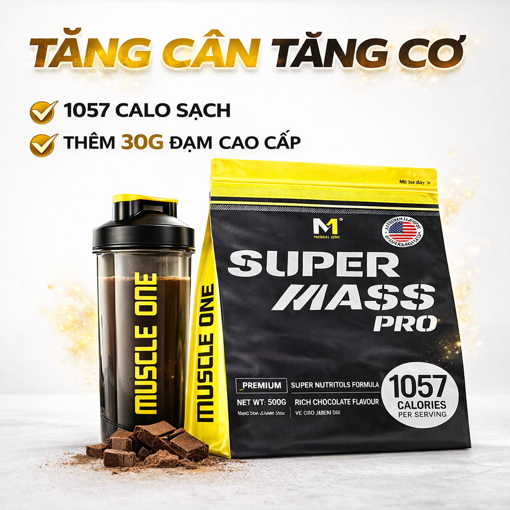 SUPER MASS PRO 500g – Mass Tăng Cân Tăng Cơ 1057 Kcal – Mass Gainer Cho Người Gầy – MUSCLE ONE