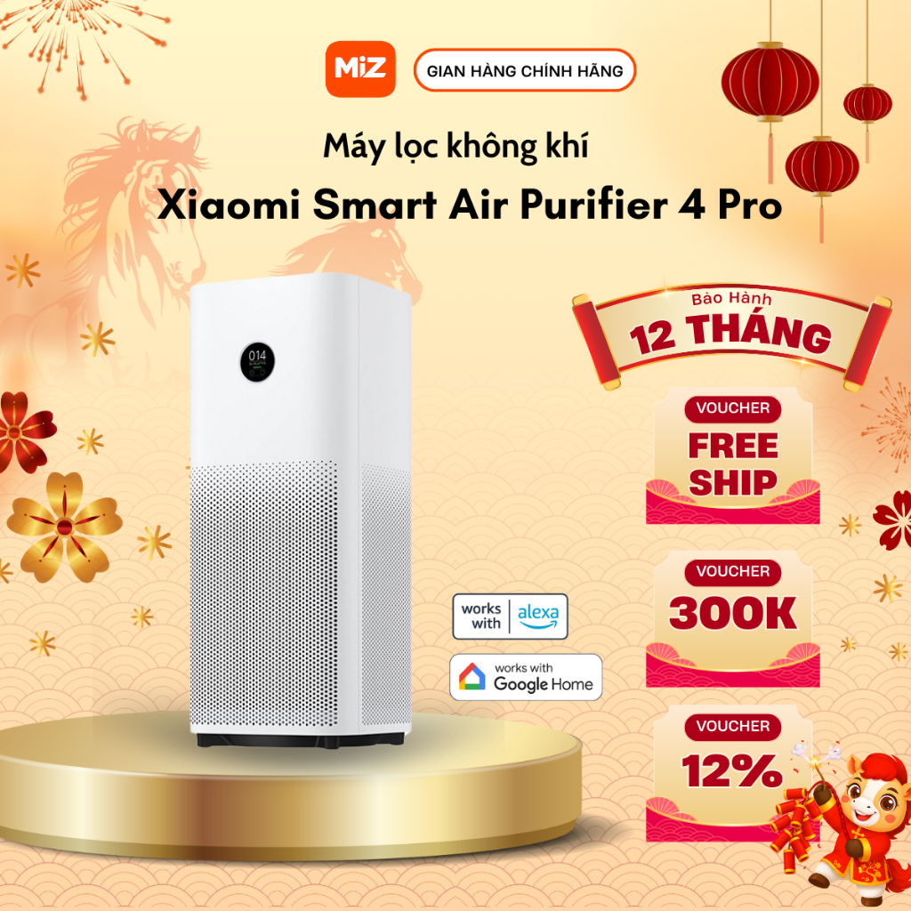 Máy Lọc Không Khí Xiaomi Smart Air Purifier 4 Pro ion lọc 35-60m² - Chính hãng bảo hành 12 Tháng