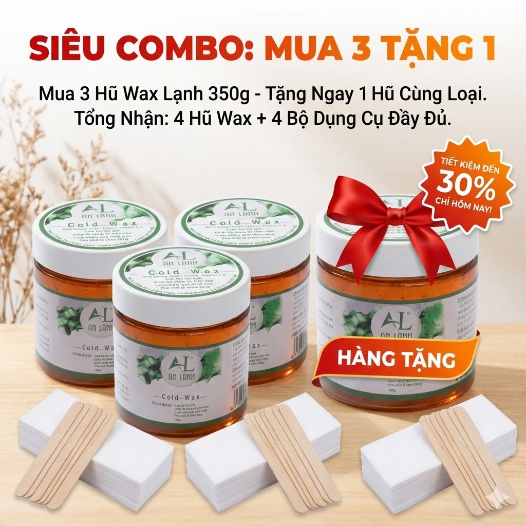 [MUA 3 TẶNG 1] Combo 4 Hũ Sáp Wax Lông Lạnh An Lành - Siêu Tiết Kiệm, Tặng Full Bộ Dụng Cụ, Triệt Lông Tại Nhà