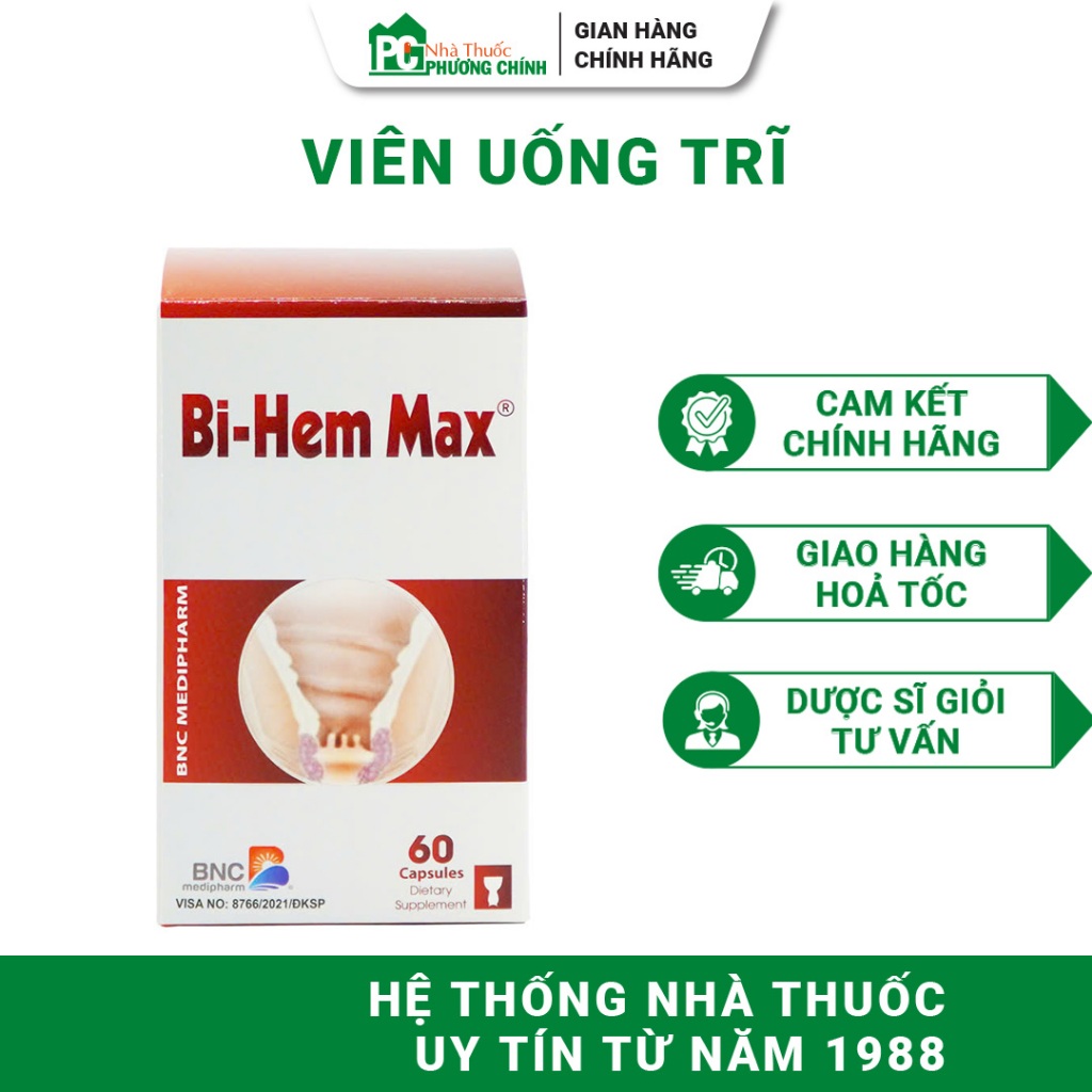 Viên Uống Trĩ BNC Medipharm Bi-Hem Max - Hỗ Trợ Cải Thiện Trĩ Nội & Trĩ Ngoại 60 Viên/Hộp