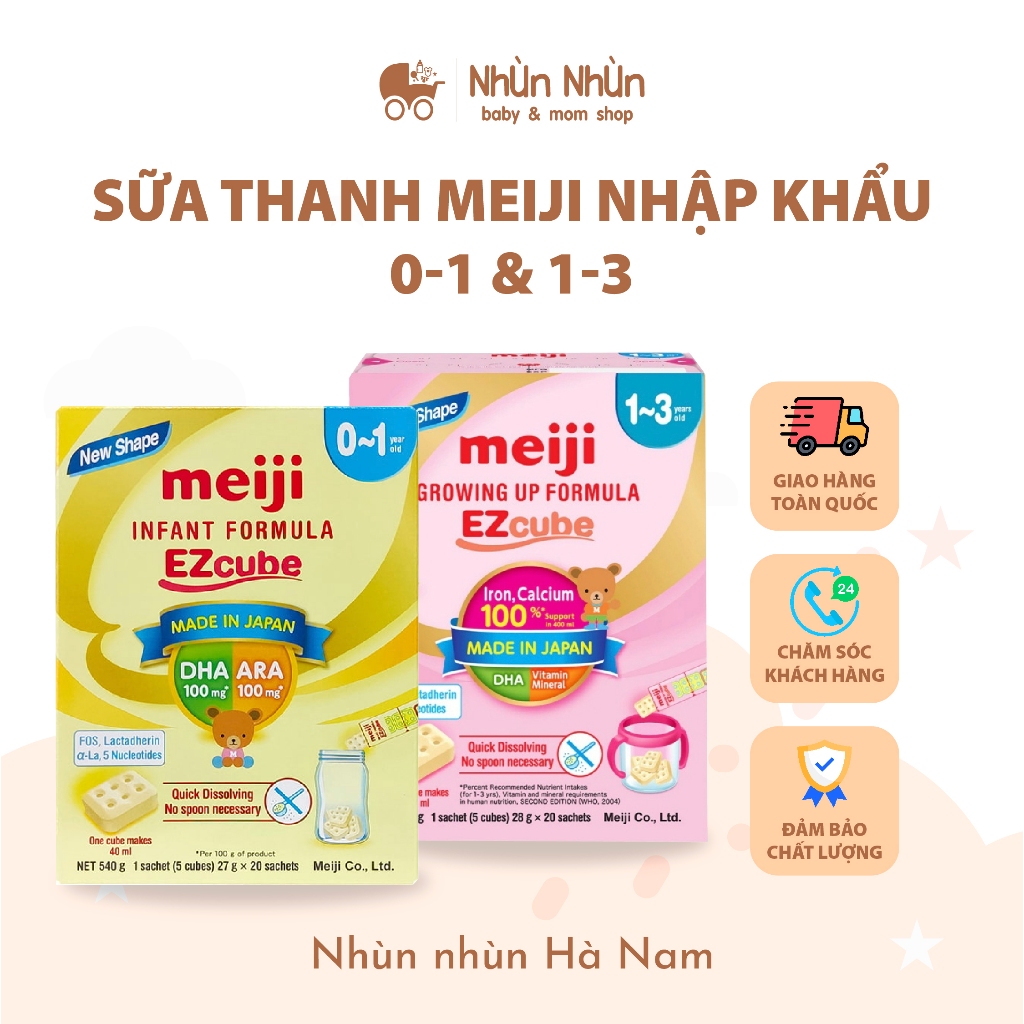 (Nhùn Nhùn)  Sữa Meiji Dạng Thanh (1 hộp/ 20 thanh) 0-1;1-3  Hàng Nhập Khẩu Chính Hãng