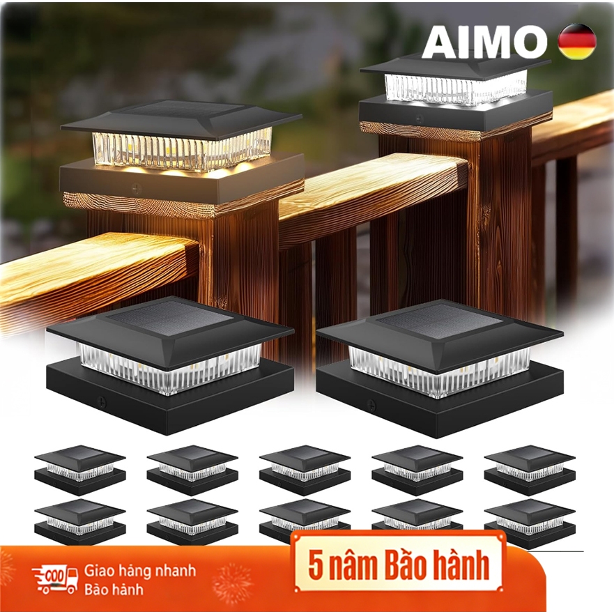 AIMO Đèn trụ LED năng lượng mặt trời，Chống nước chuẩn IP67， Phù hợp cho trang trí vườn