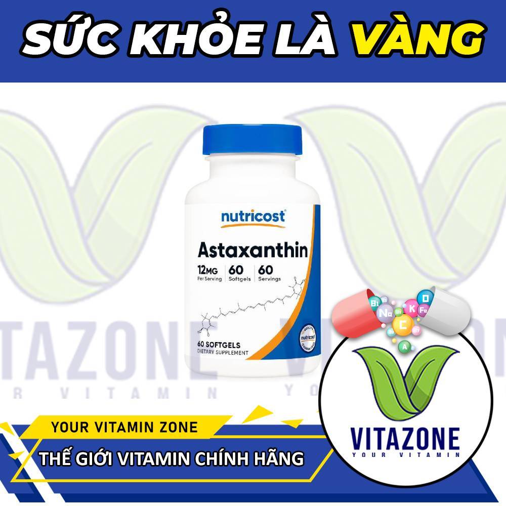 Nutricost Astaxanthin 12mg – Chăm Sóc Da Từ Bên Trong