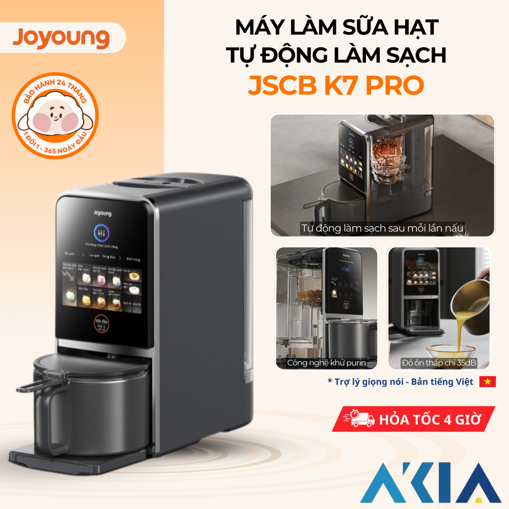 [HỎA TỐC] Máy nấu sữa hạt đa năng làm sạch tự động Joyoung JSCB-K7 PRO giảm ồn, khử purin
