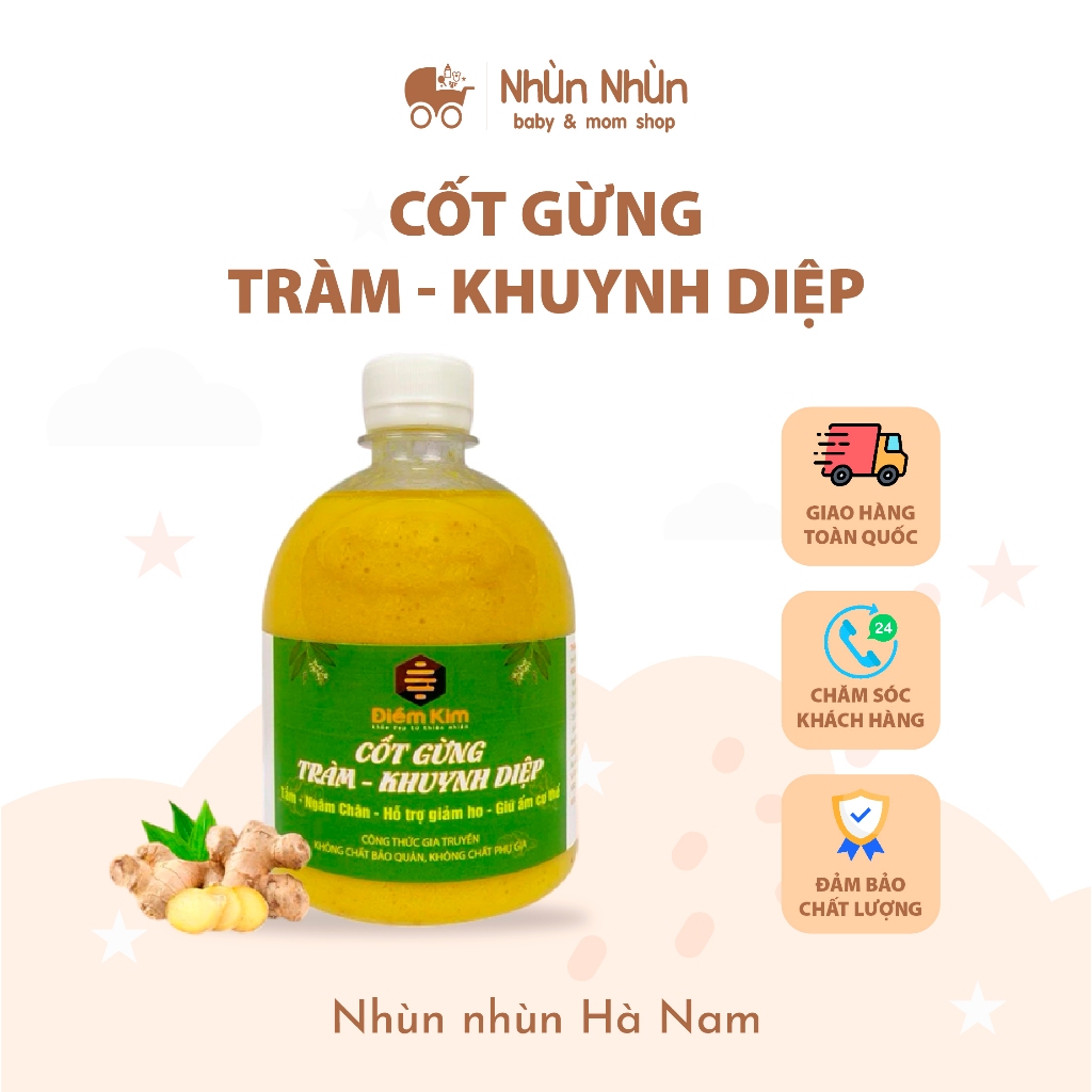 (Nhùn Nhùn) Nước Cốt Gừng Khuynh Diệp 500ml - Pha tắm bé, ngâm chân, giữ ấm