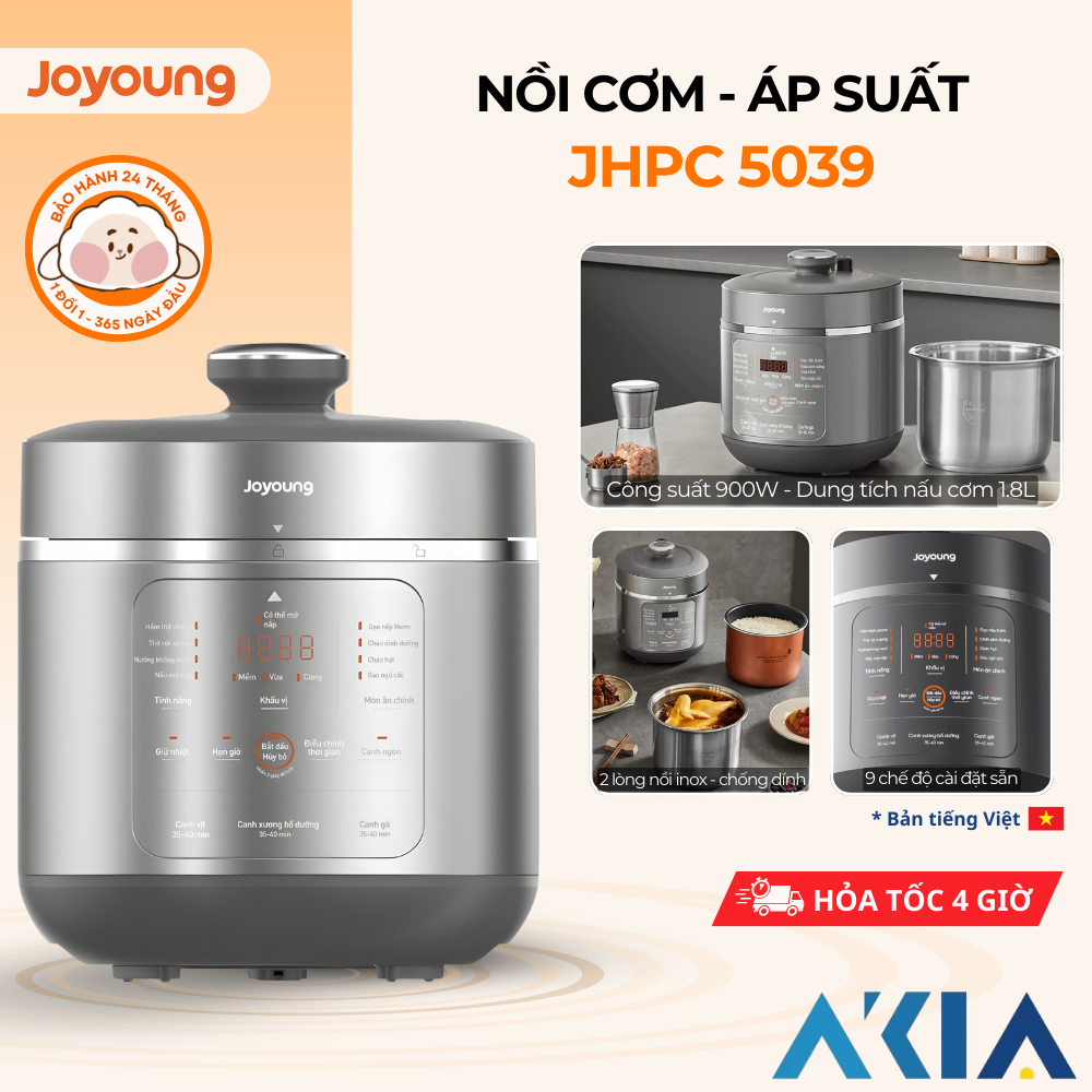 Nồi cơm - áp suất 2 lòng nồi Joyoung JHPC-5039 - Dung tích 5L, Công suất 900W - BH 24 tháng