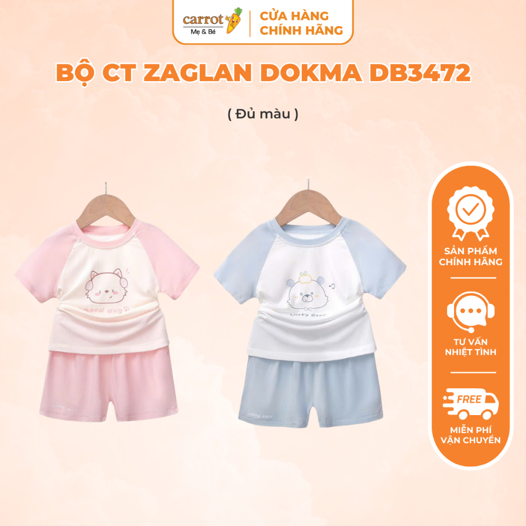 Bộ Cộc Tay zaglan Dokma DB3472 Cho Bé Trai Và Bé Gái