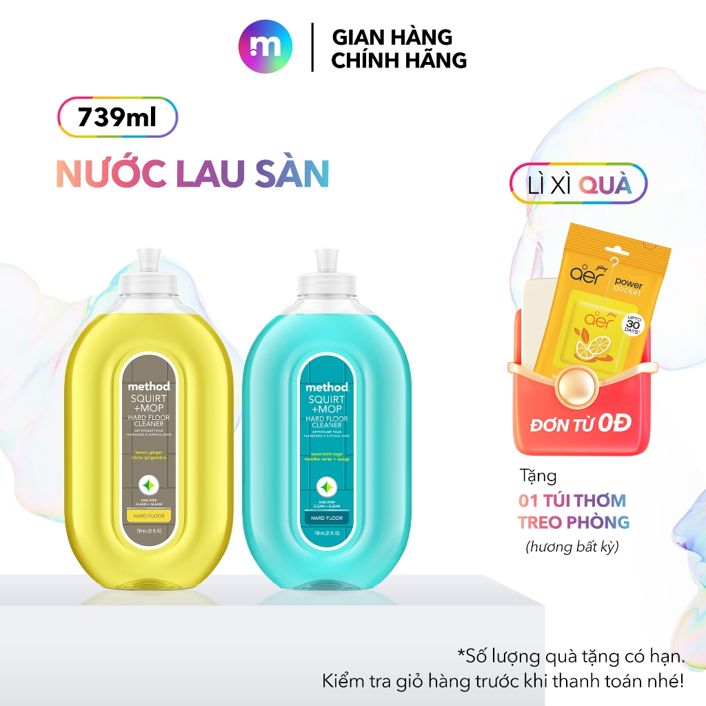Nước Lau Sàn Method Squirt + Mop Hard Floor Cleaner Nguồn Gốc Thiên Nhiên 739ml