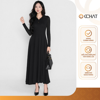 Đầm Nữ 𝐂𝐂𝐇𝐀𝐓 Dáng Xòe Dài Tay Basic Lyly Chất Liệu Thun Mềm Mại Cao Cấp 25VDC2008XT