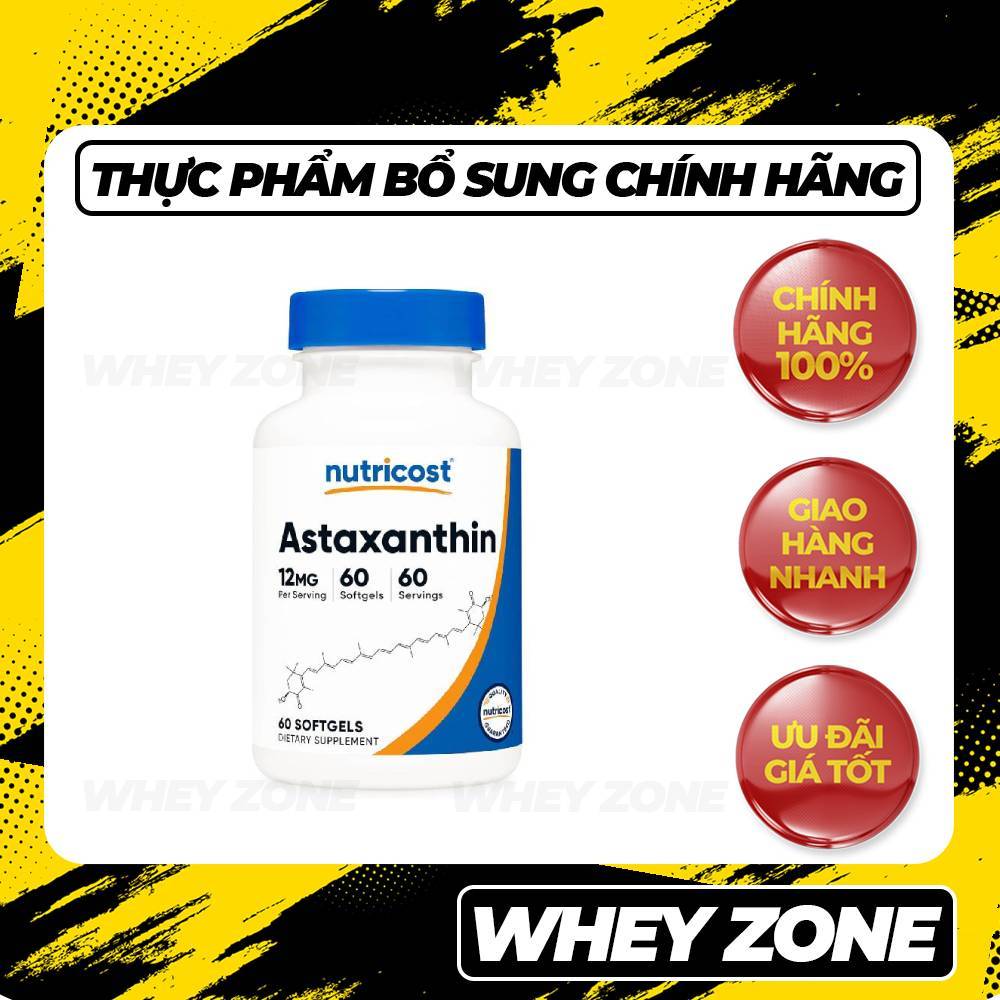 Nutricost Astaxanthin 12mg – Lọ Viên Uống