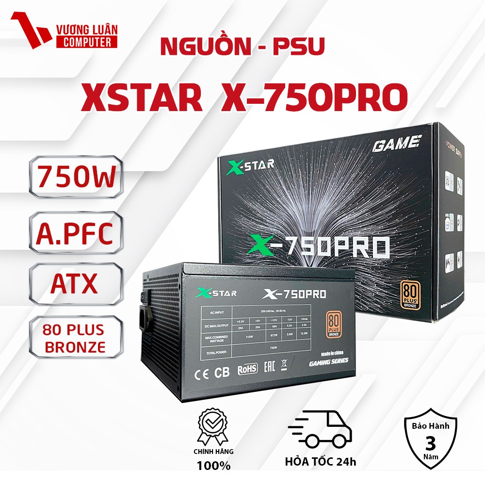 Bộ nguồn X-STAR X-750 PRO 750w 80Plus Bronze Chính Hãng