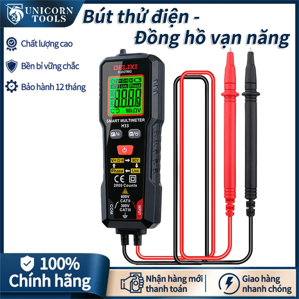 HT93 Máy đo điện áp vạn năng kỹ thuật số thông minh 2000 Máy đo điện áp đếm NCV