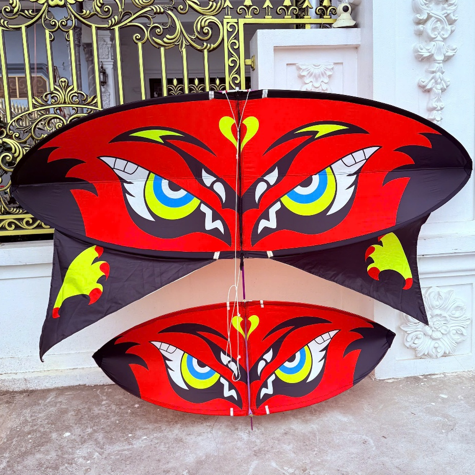 Diều Mẹ Bồng Con PULL CACBON TÍM  Mẫu Cú Đỏ 2m-2m5-2m8 .Buộc Sẵn Dây Lèo